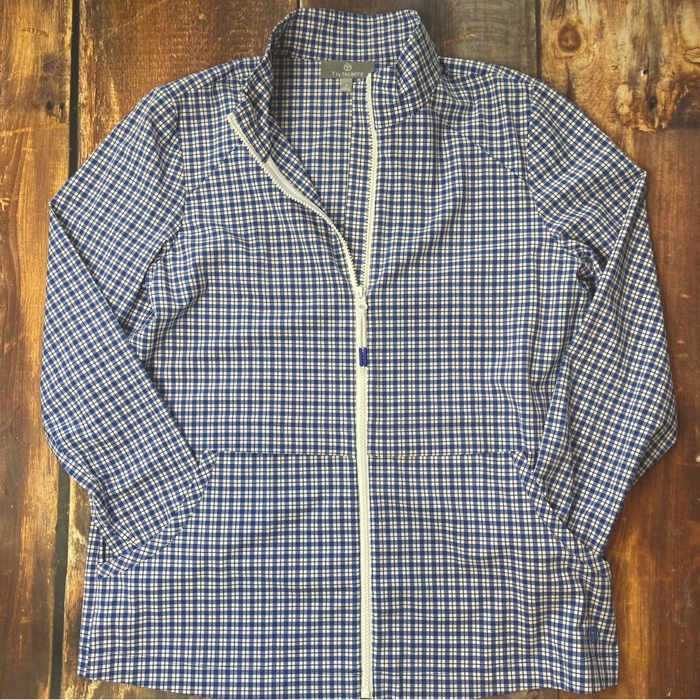 Talbots Blue and White Gingham Utility Jacket